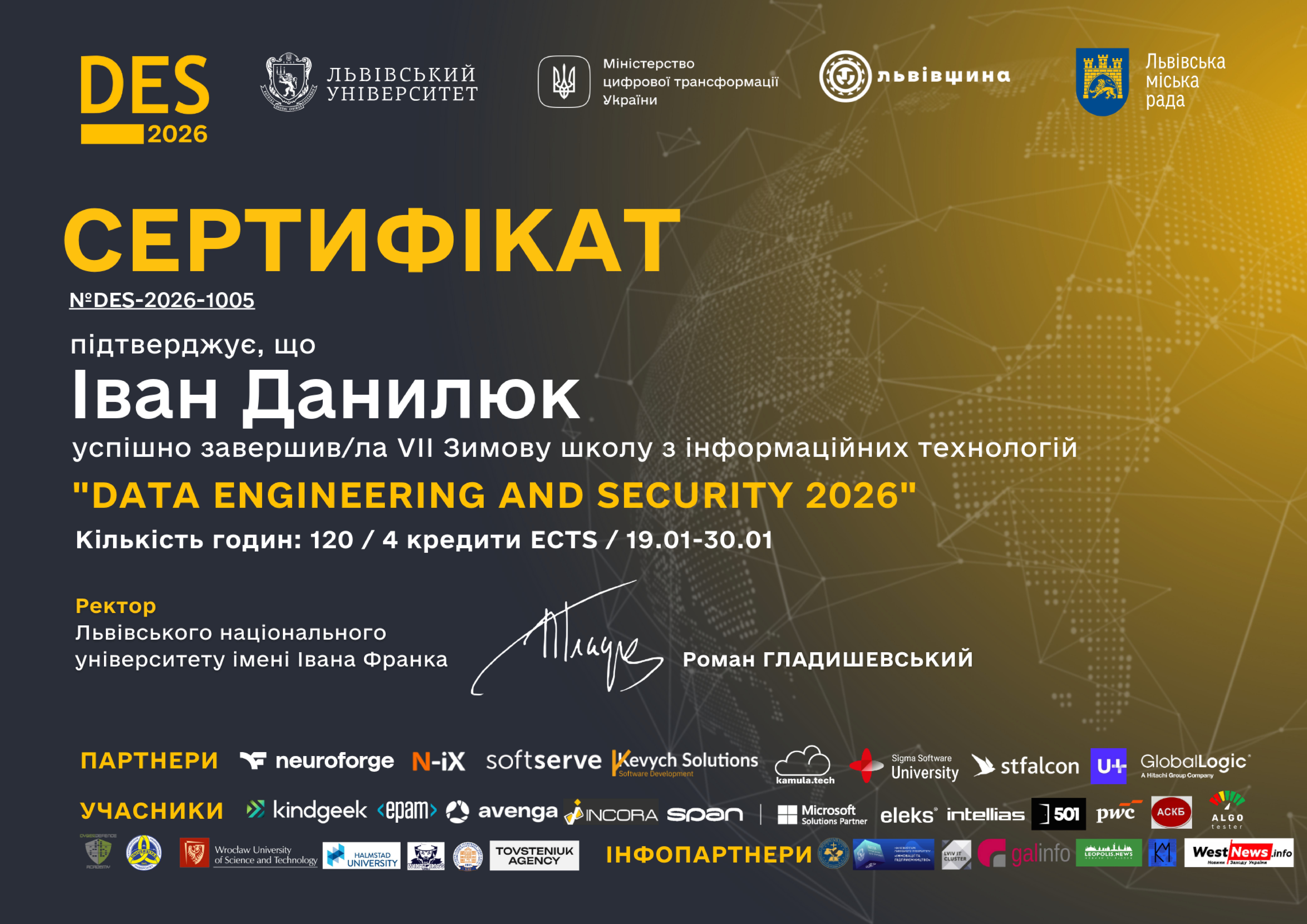 Сертифікат Івана Данилюка