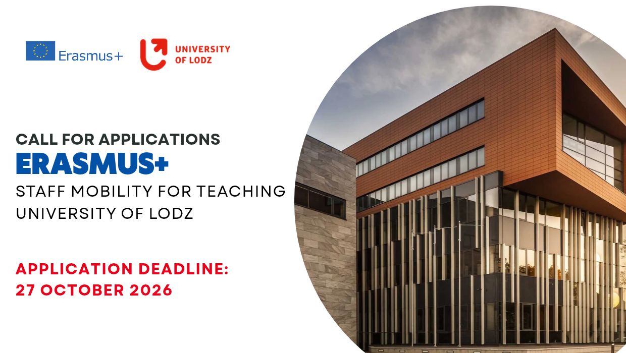 Відкрито конкурс ERASMUS+ Staff Mobility for Teaching (STA) до Університету м. Лодзь, Польща на весняний семестр 2027 р. 