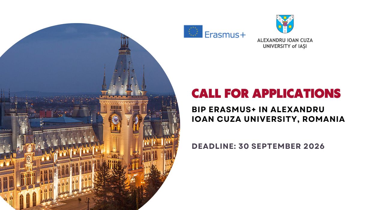 Відкрито конкурс на участь у короткостроковій програмі ERASMUS+ в Ясському університеті А.І. Куза на весняний семестр 2027
