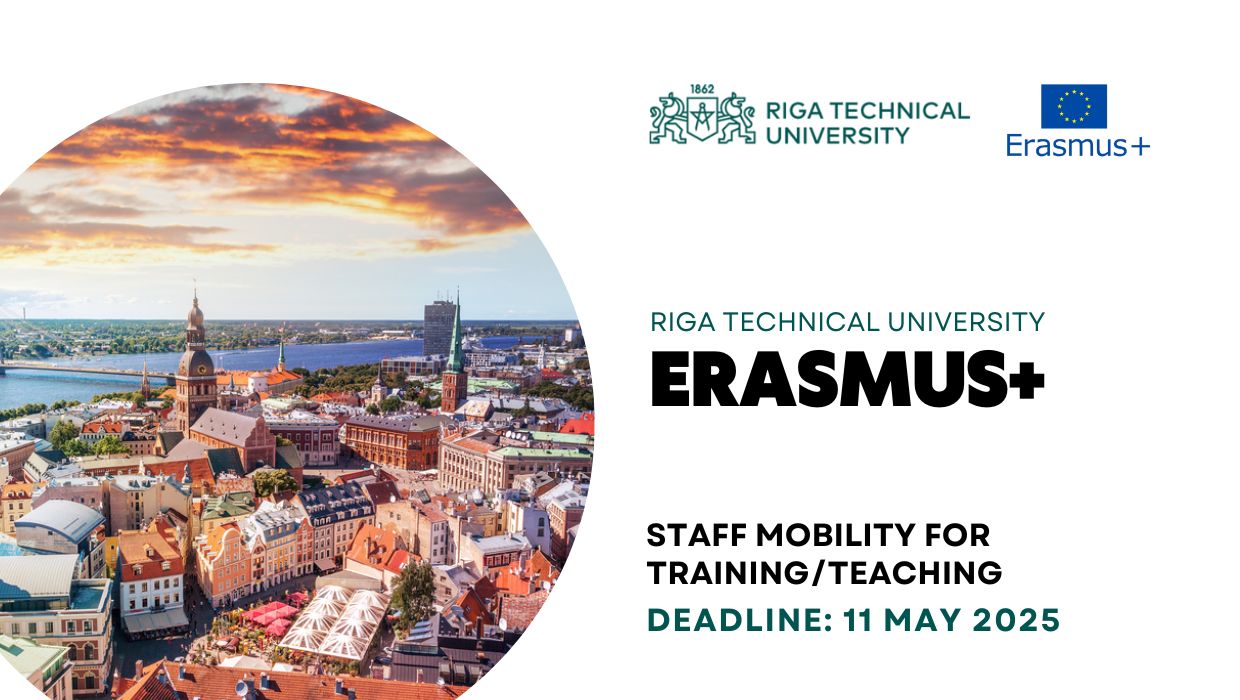 Відкрито конкурс ERASMUS+ Staff Mobility for Training/Teaching до Ризького технічного університету (Латвія)