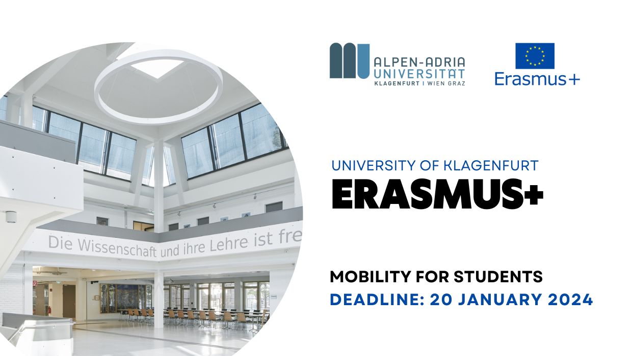 Відкрито конкурс ERASMUS+ в Клаґенфуртський університет Альпен-Адрія (Австрія) на осінній семестр 2025/26