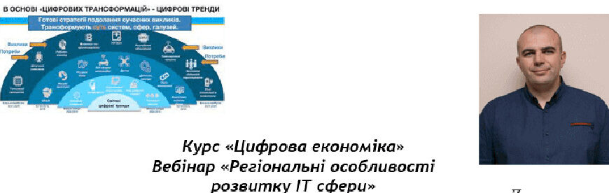 ВЕБІНАР «РЕГІОНАЛЬНІ ОСОБЛИВОСТІ РОЗВИТКУ ІТ СФЕРИ» З ПРОБЛЕМАТИКИ ЦИФРОВІЗАЦІЇ ЕКОНОМІЧНОГО РОЗВИТКУ