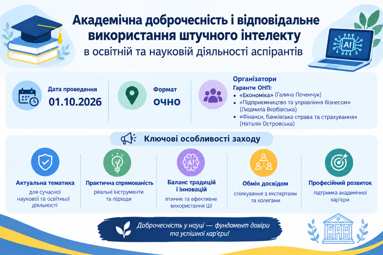 🎓 Академічна доброчесність і відповідальне використання штучного інтелекту в освітній та науковій діяльності аспірантів