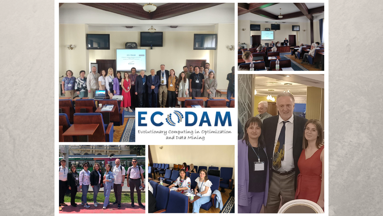 Участь в Докторській літній школі  Evolutionary Computing in Optimization and Data Mining (ECODAM) в університеті Александру Йоан Куза (м. Ясси, Румунія)
