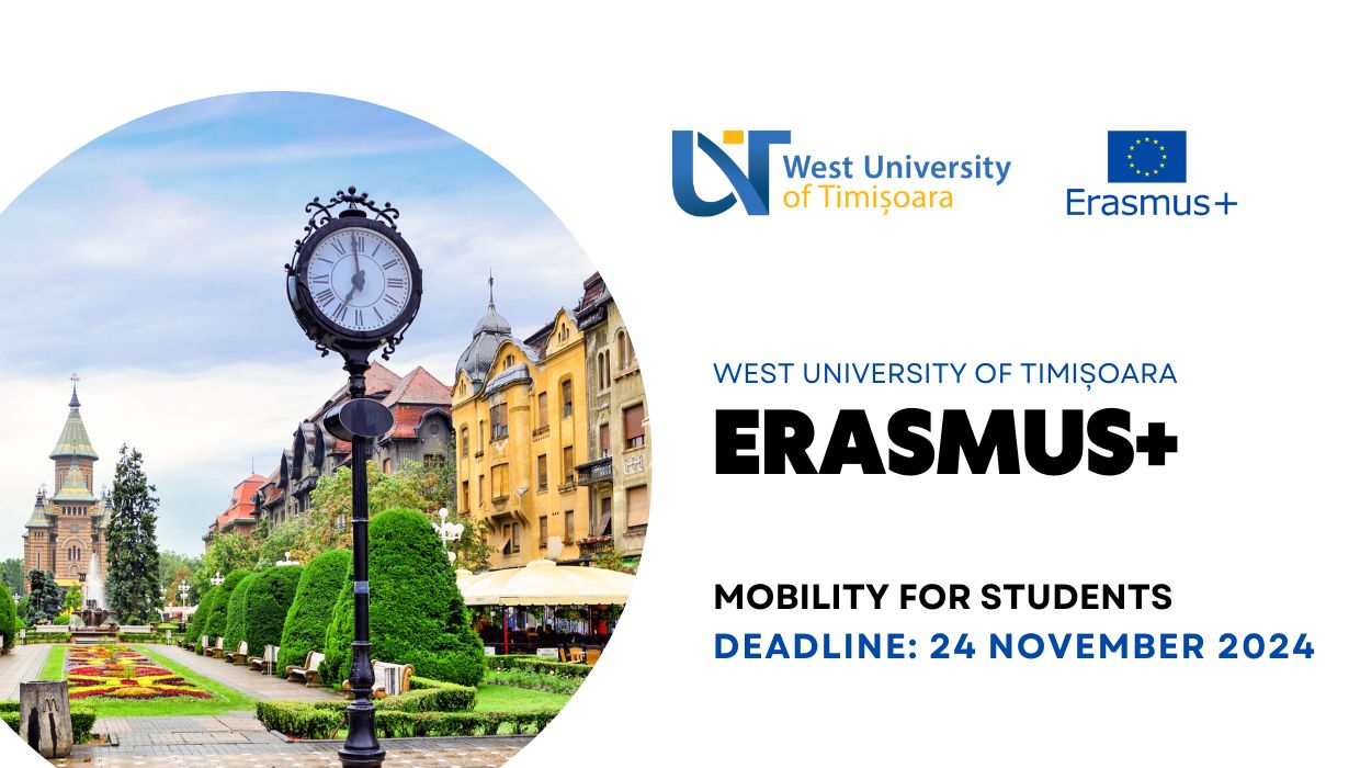 Відкрито конкурс ERASMUS+ в Західний університет Тімішоари (Румунія) на весняний семестр 2024/25