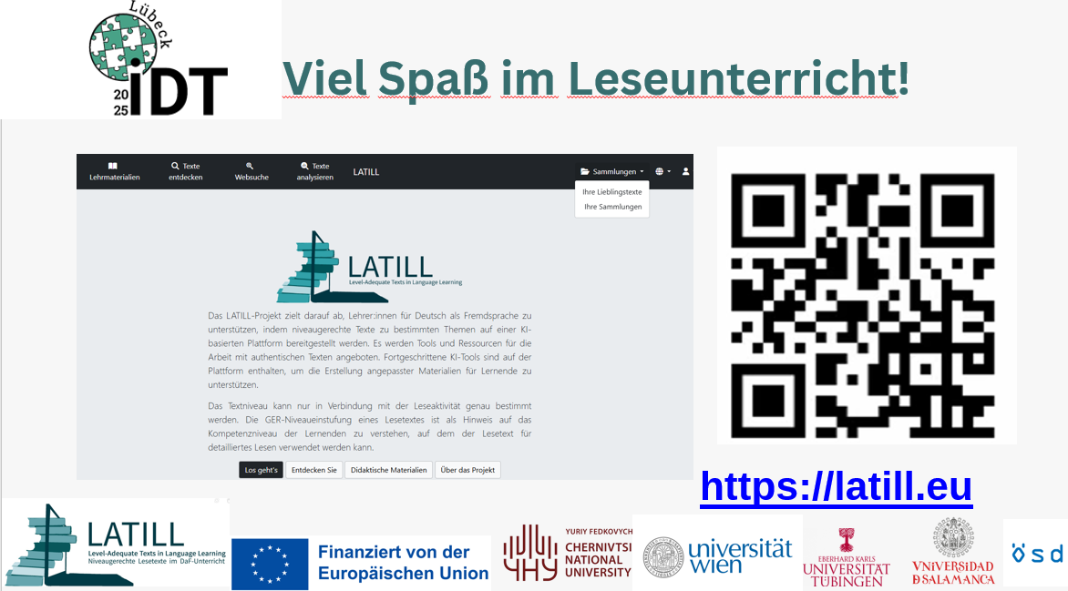 Результати проєкту LATILL на IDT- Internationale Tagung der Deutschlehrer:innen (IDT) 28.07. - 01.08.2025 in Lübeck (Deutschland)