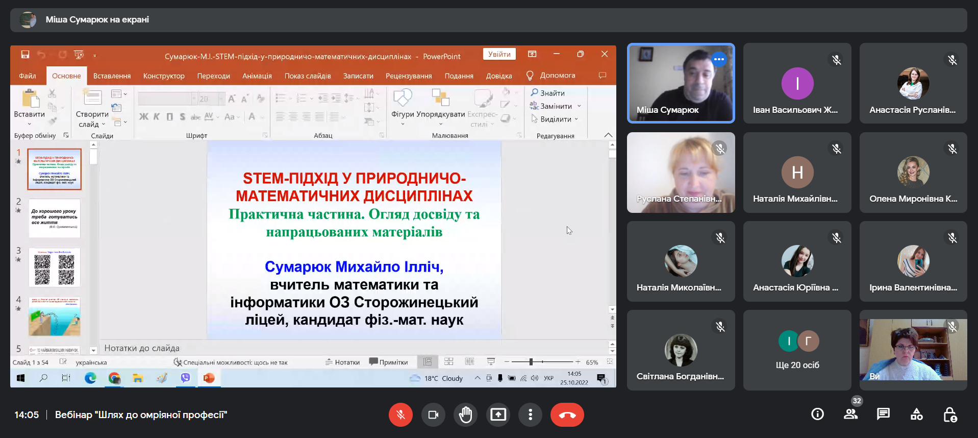 25.10.2022 р. Вебінар "Шлях до омріяної професії" (Сумарюк М.І.)
