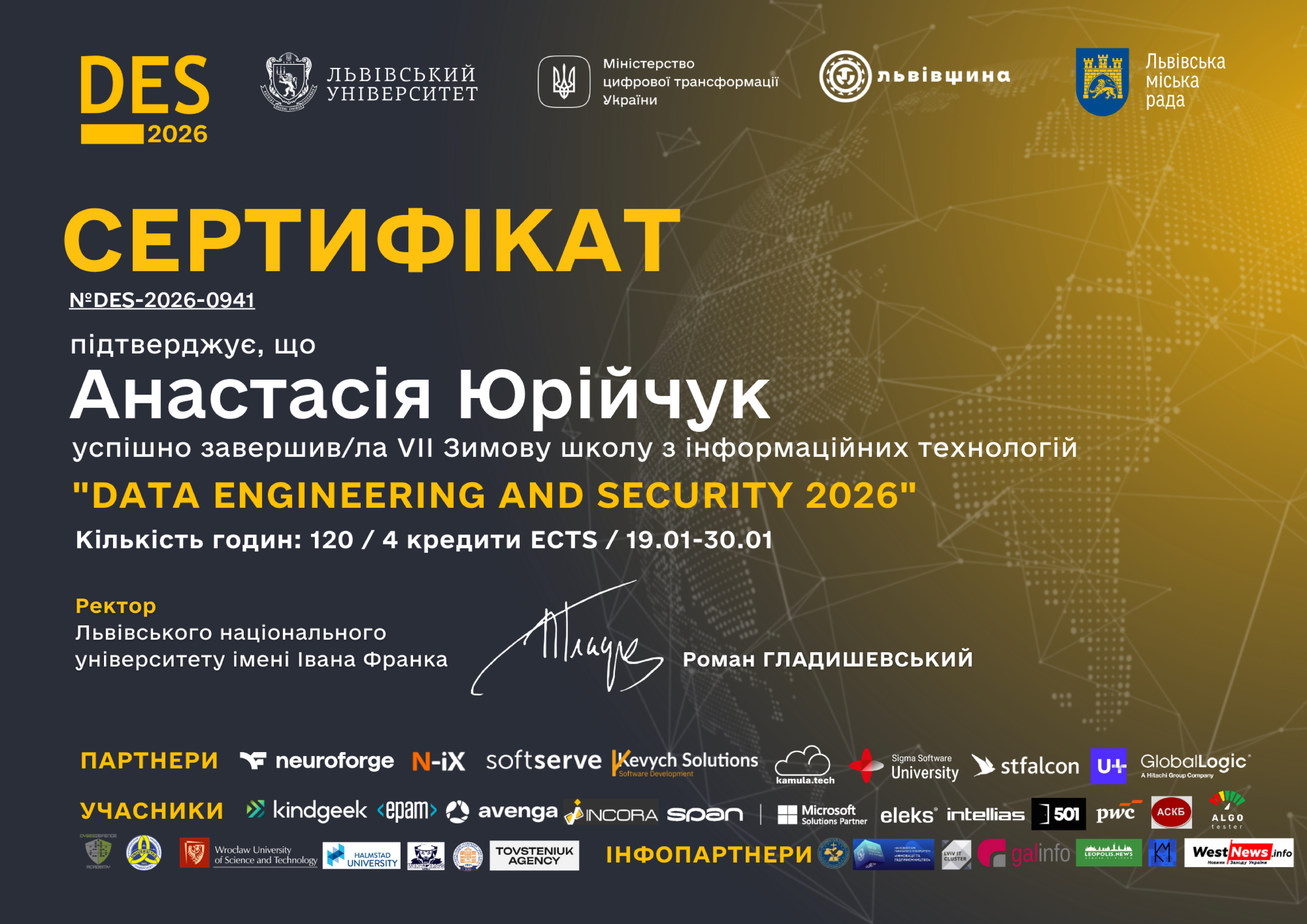 Сертифікат Анастасії Юрійчук