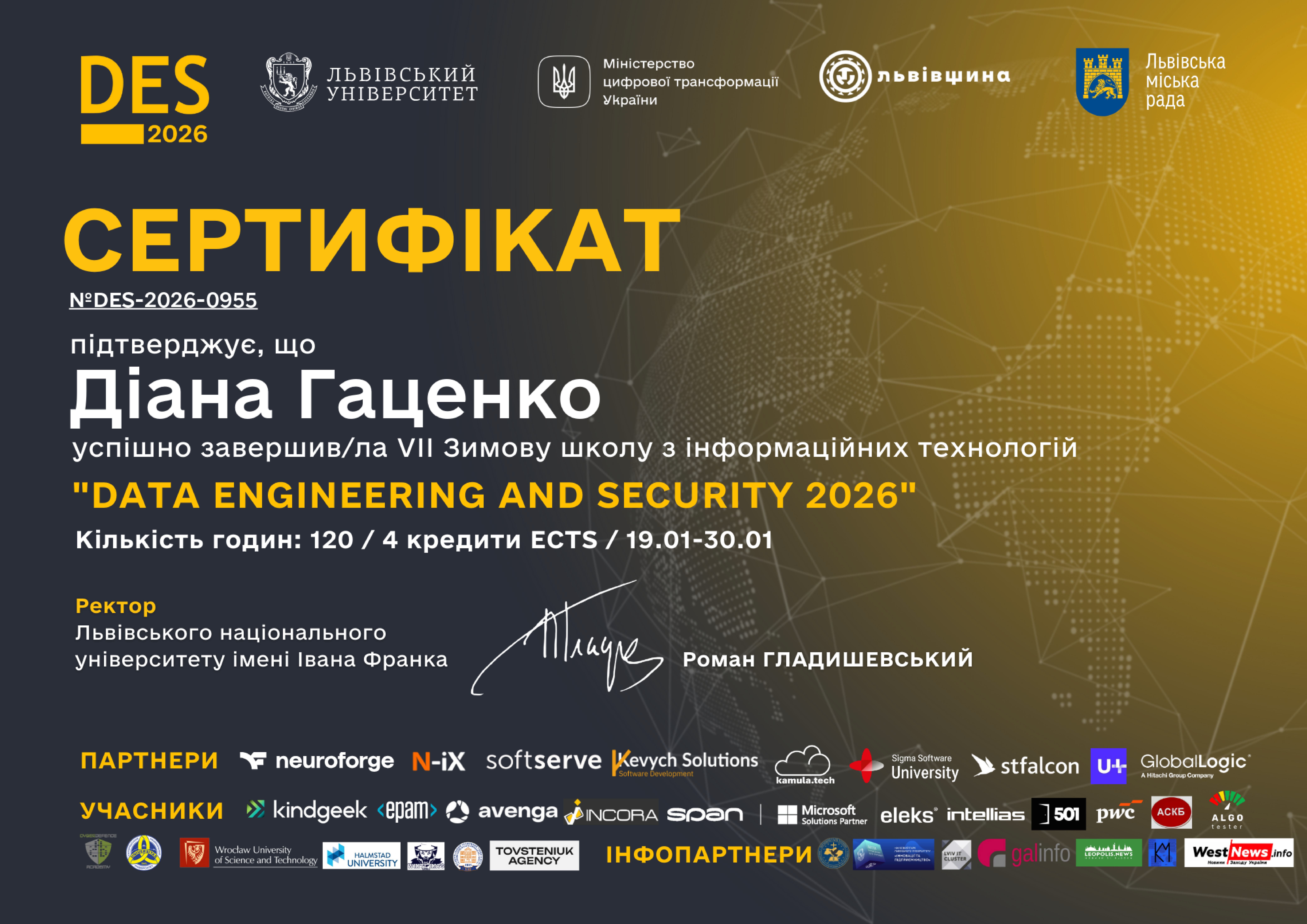 Сертифікат Діани Гаценко