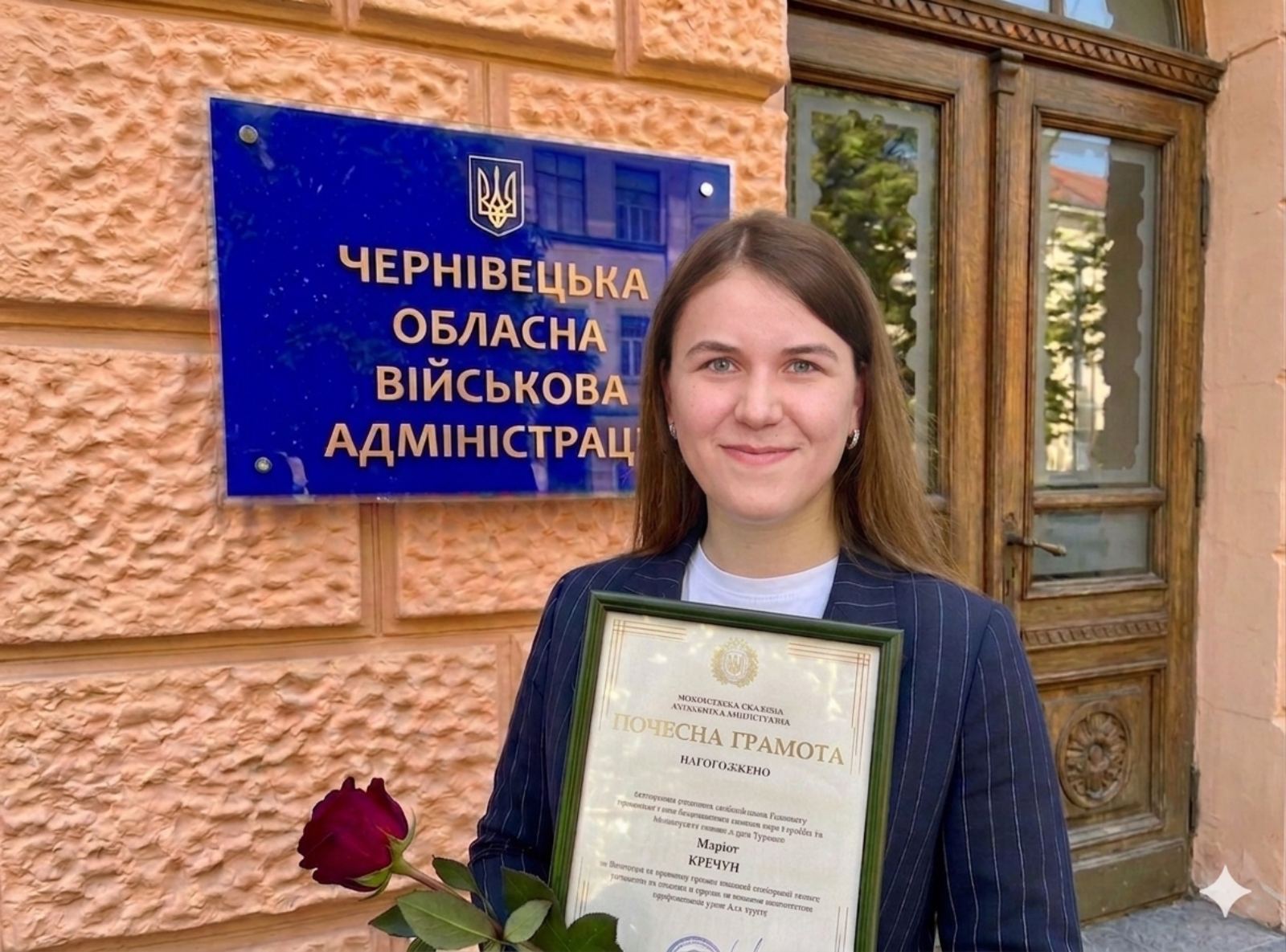 Аспірантка кафедри Марія Кречун нагороджена Почесною грамотою Чернівецької ОВА