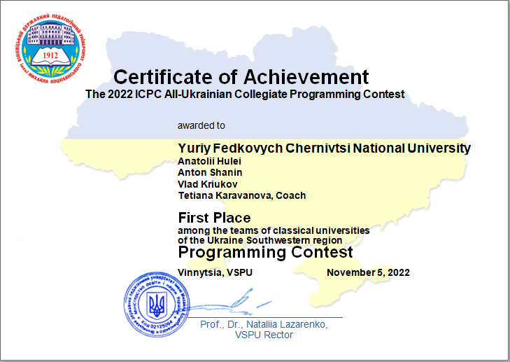 Переможці ІІ етапу ACM / ICPC олімпіади 2022