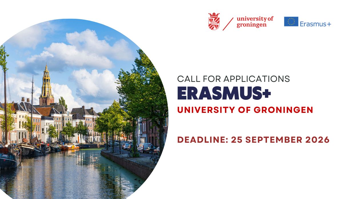 Відкрито конкурс ERASMUS+ в Університет м. Гронінген (Нідерланди) на весняний семестр 2027 