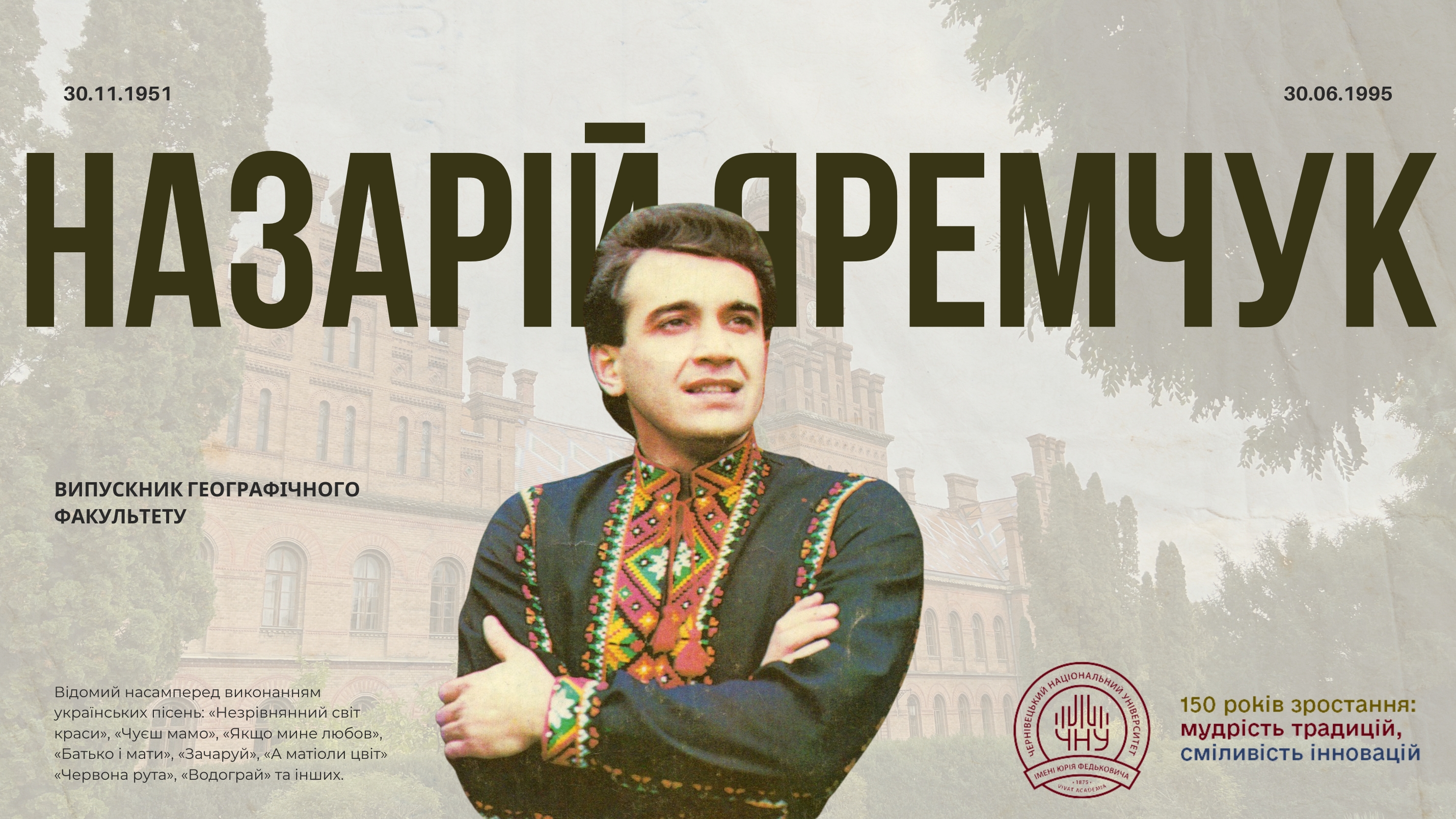 30 років без Назарія Яремчука: вшанування пам’яті легендарного випускника ЧНУ