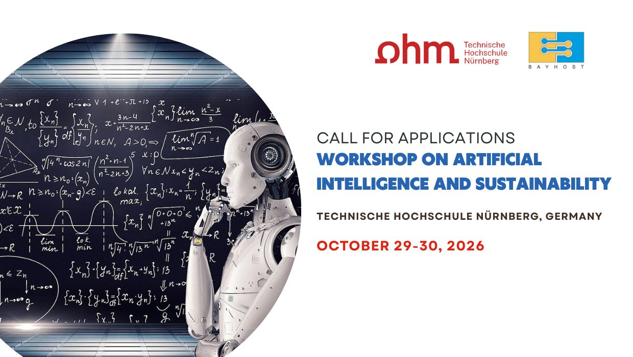 BAYHOST (Bavarian Academic Center for Central, Eastern and Southeastern Europe) and the Technische Hochschule Nürnberg Georg Simon Ohm would like to invite you to a workshop on artificial intelligence and sustainability in order to initiate international research cooperation on how artificial intelligence can contribute to achieving the Sustainable Development Goals (SDGs) of the United Nations.